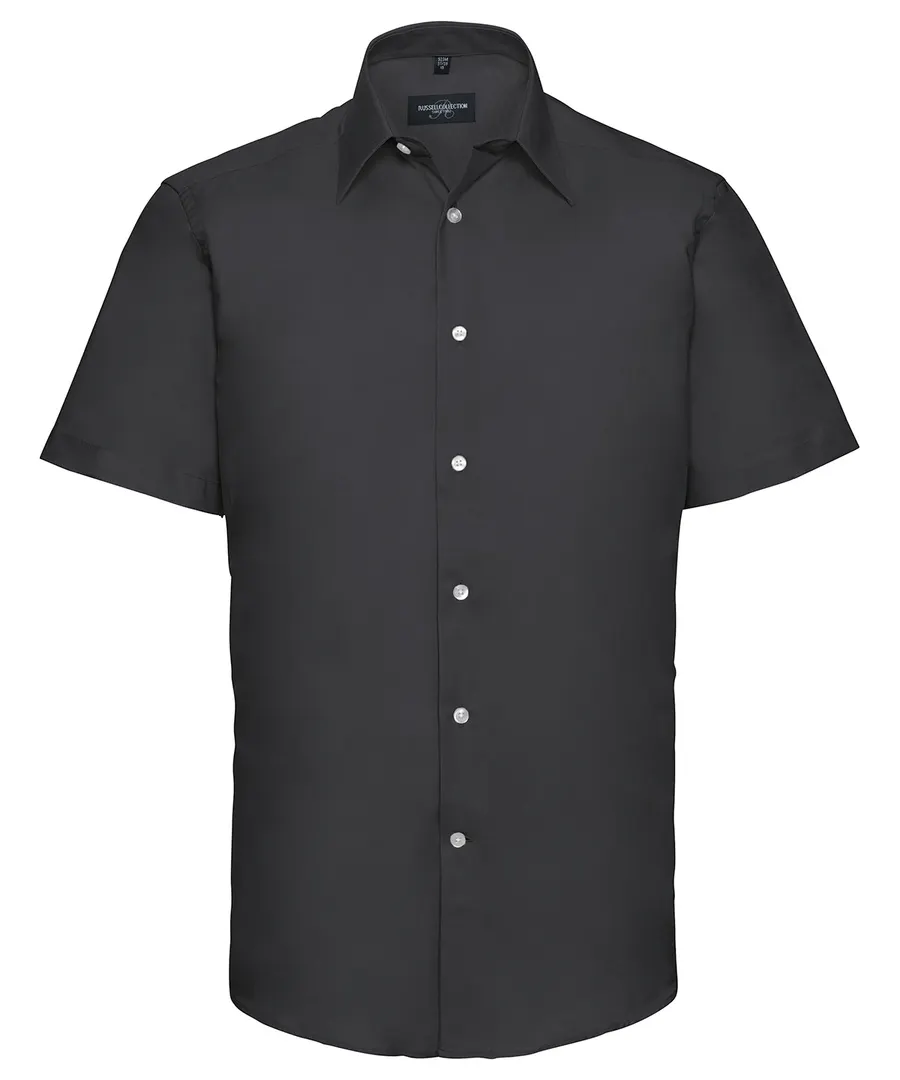 Short sleeve easycare tailored Oxford shirt – Black