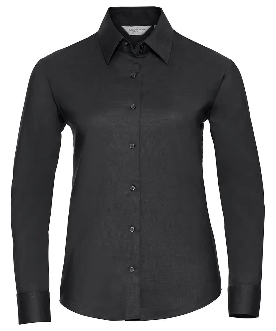 Women's long sleeve easycare Oxford shirt – Black