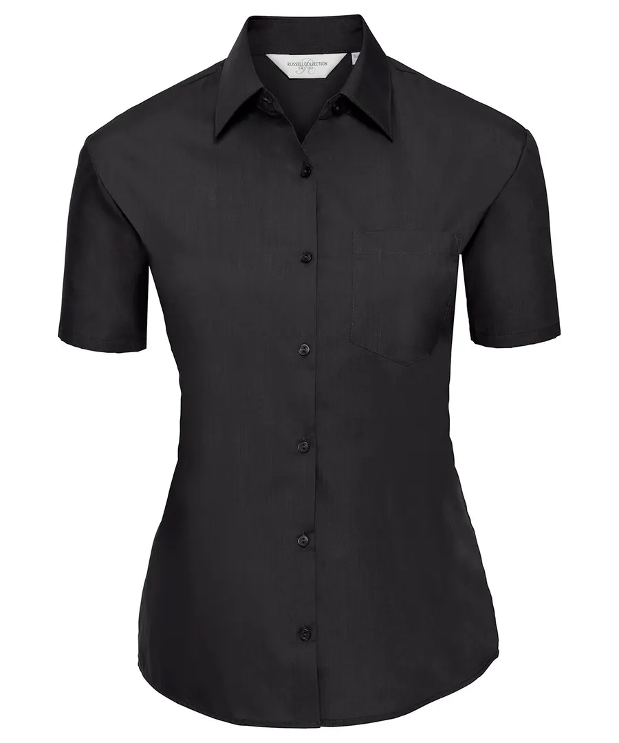 Women's short sleeve polycotton easycare poplin shirt – Black