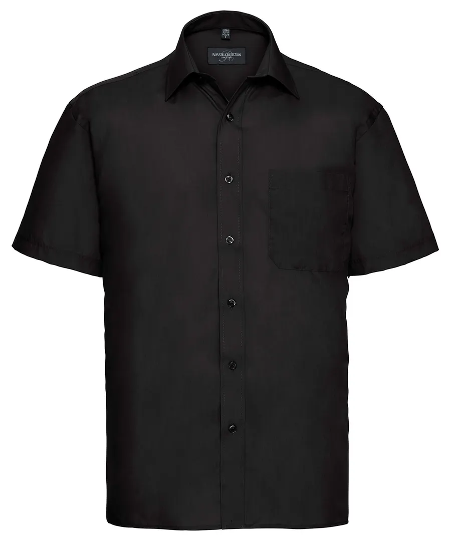 Short sleeve polycotton easycare poplin shirt – Black