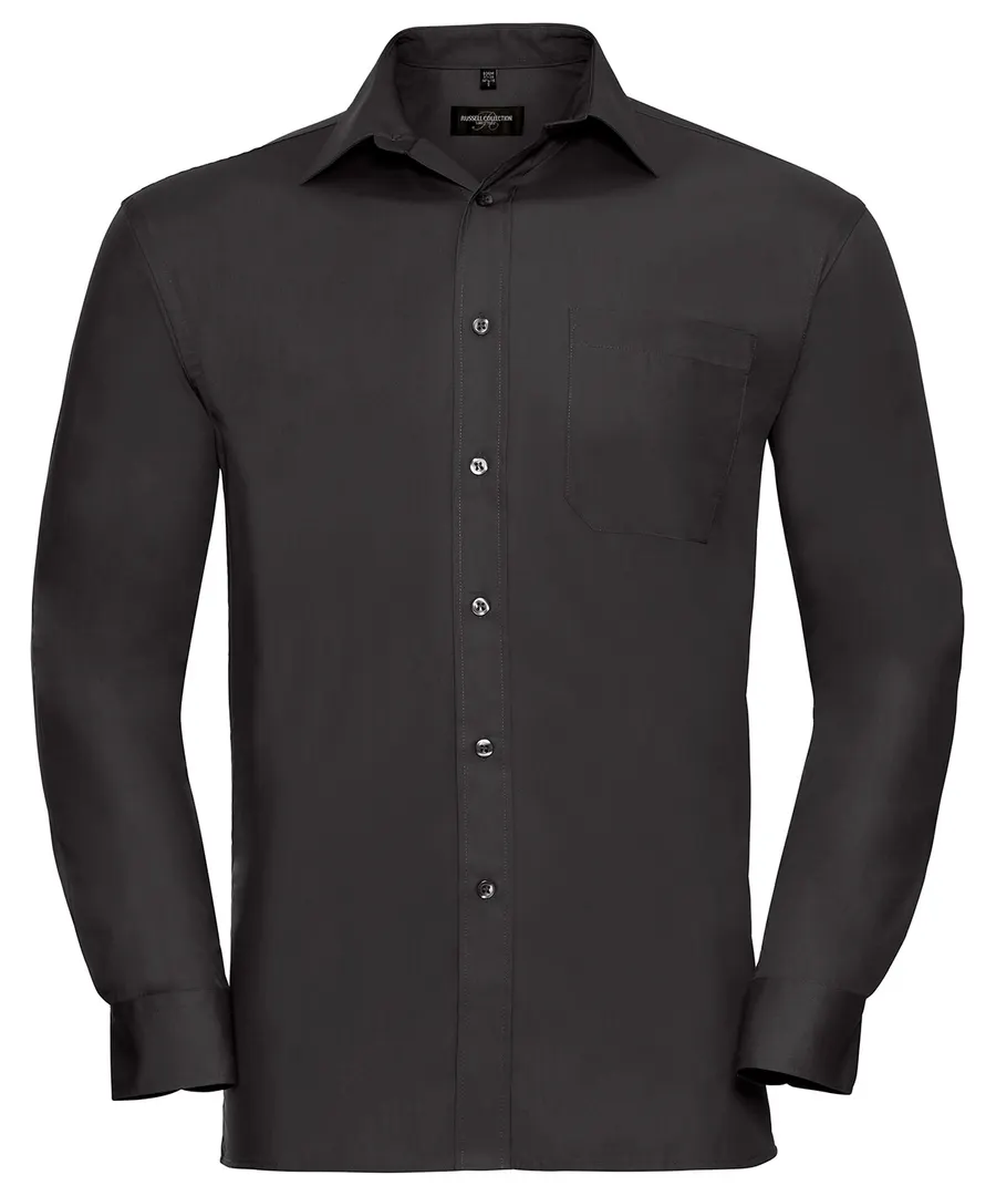 Long sleeve pure cotton easycare poplin shirt – Black