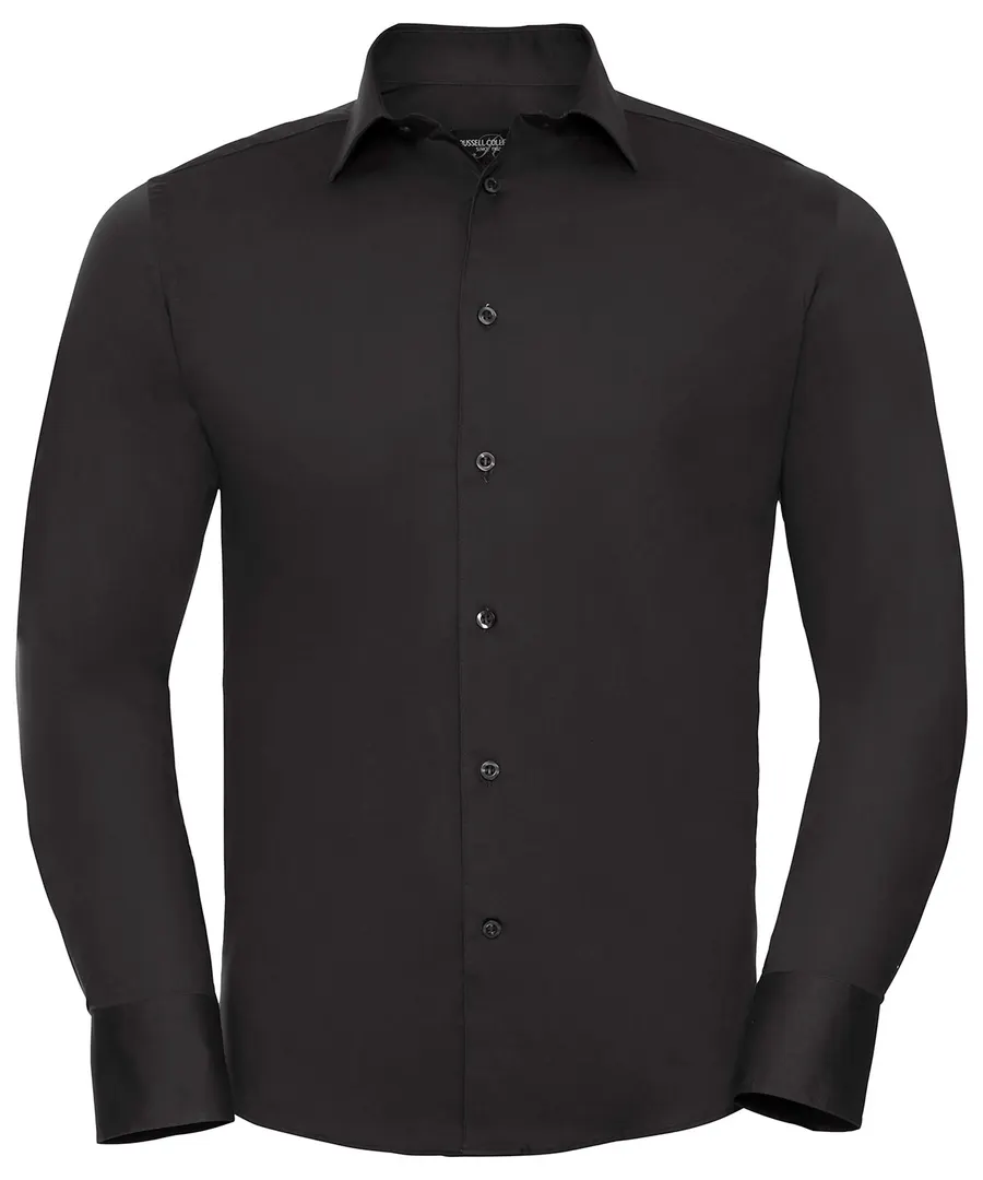 Long sleeve easycare fitted shirt – Black