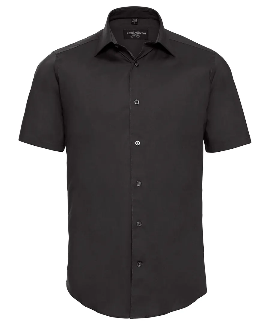 Short sleeve easycare fitted shirt – Black