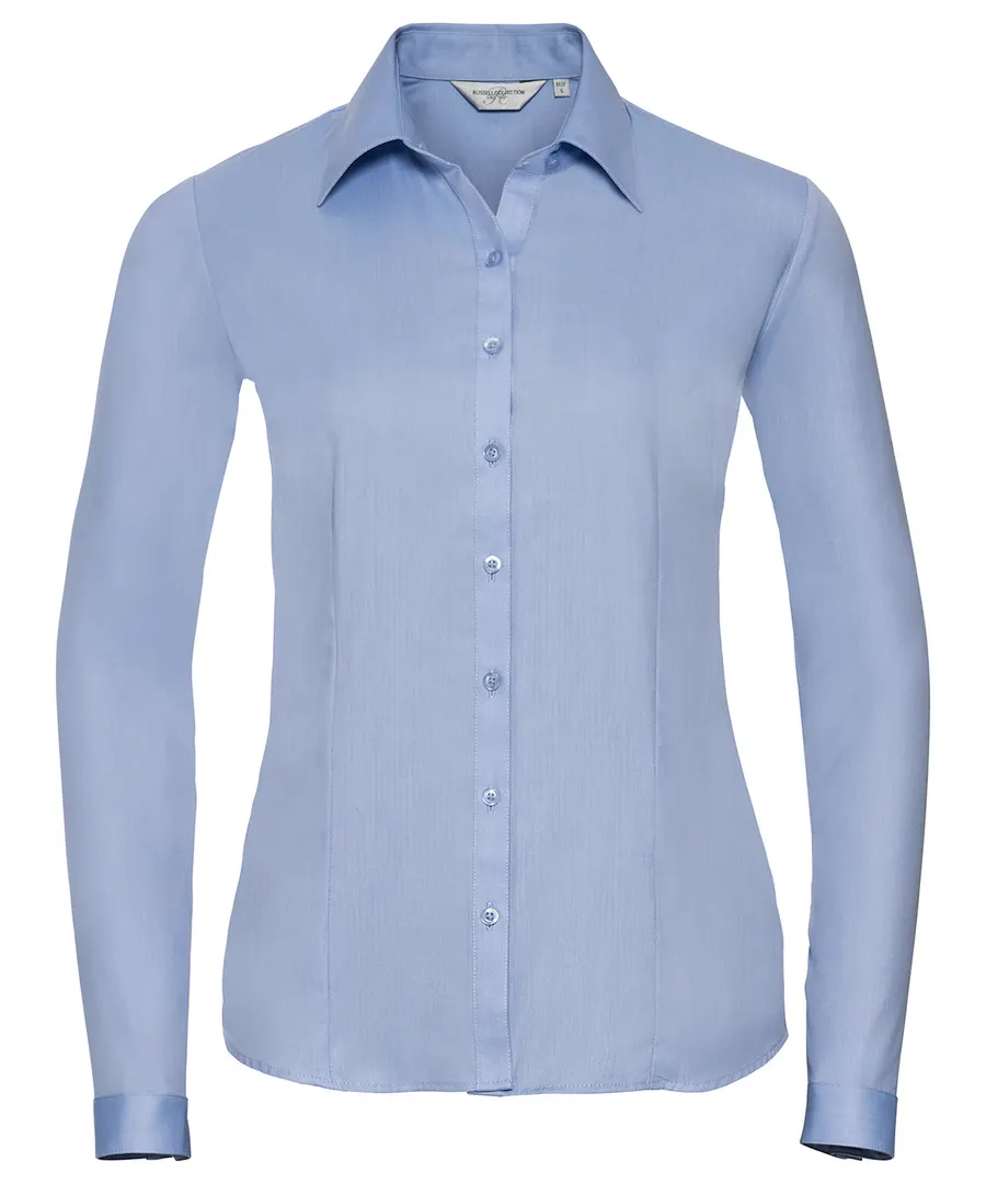 Women's long sleeve herringbone shirt – Light Blue