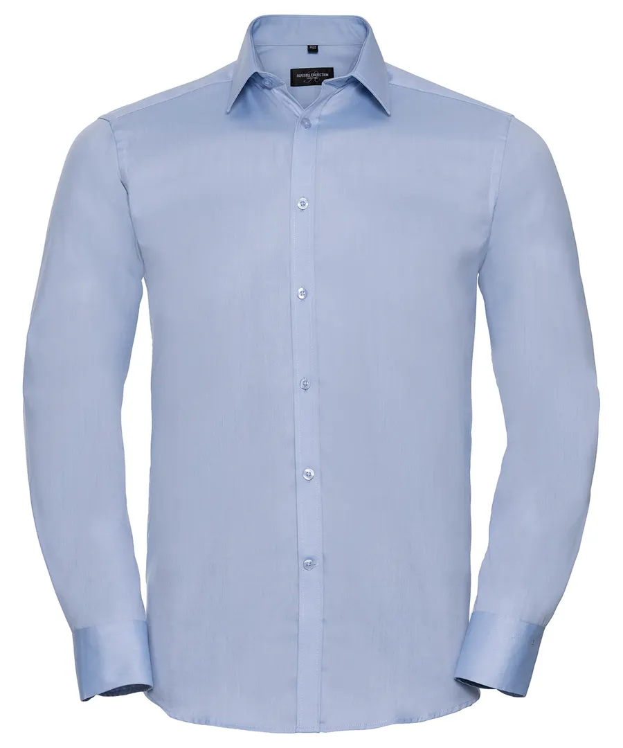 Long sleeve herringbone shirt – Light Blue