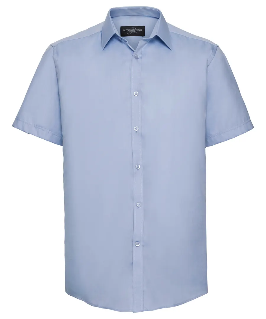 Short sleeve herringbone shirt – Light Blue