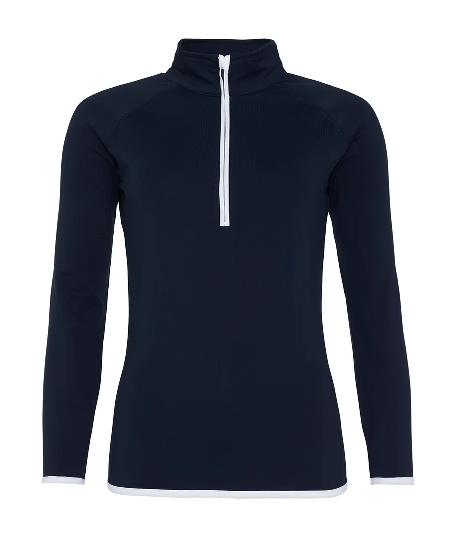 Women's cool ½ zip sweatshirt – French Navy/Arctic White