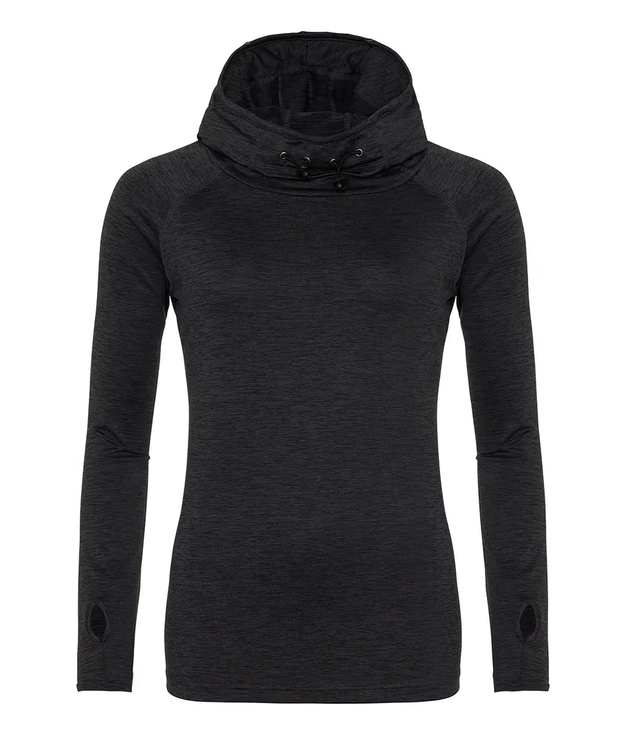 Women's cool cowl neck top – Black Slate Melange