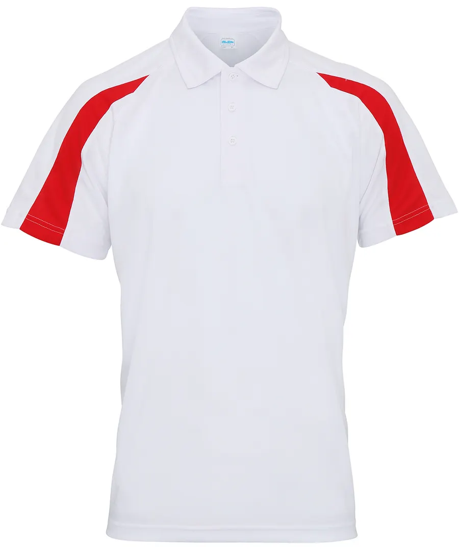 Contrast cool polo – Arctic White/Fire Red
