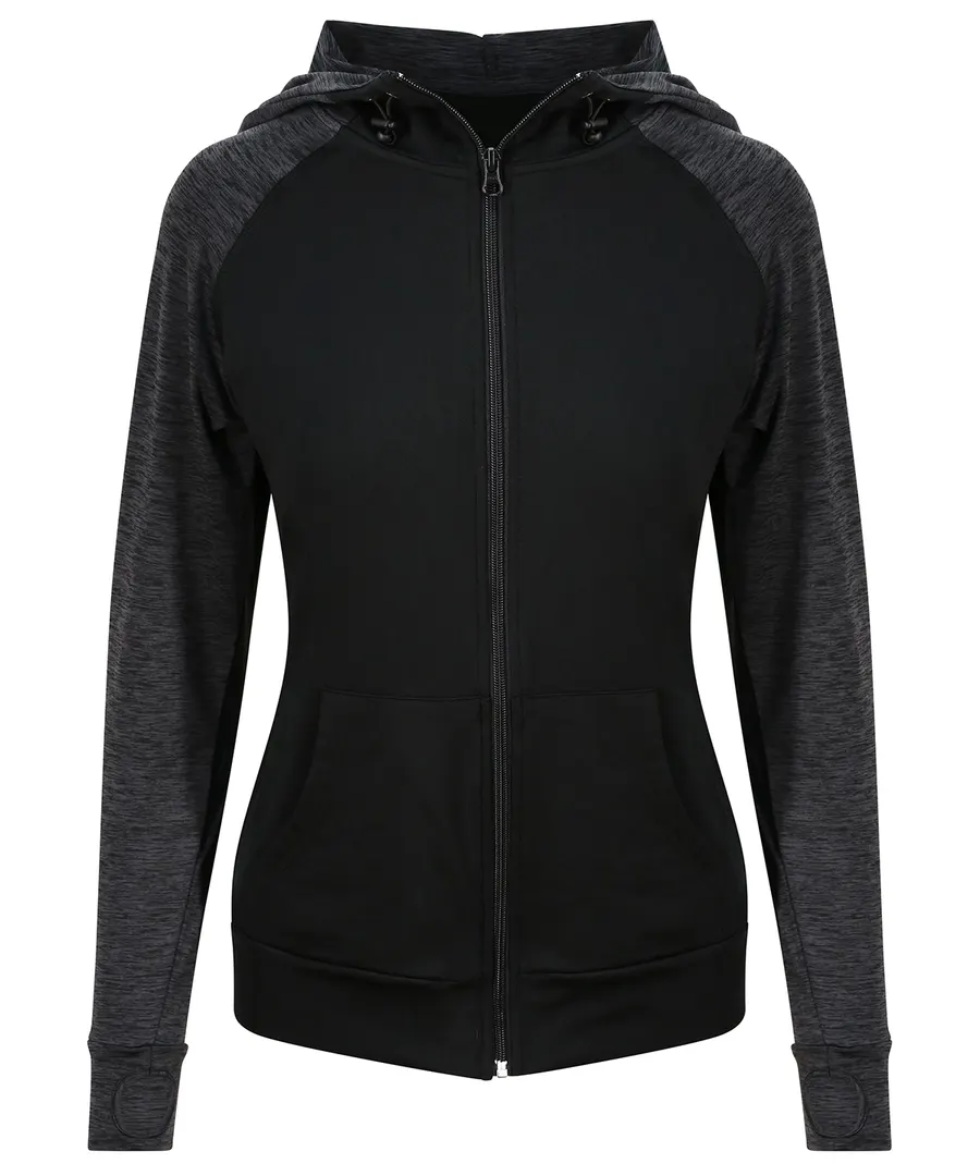 Women's cool contrast zoodie – Black/Black Slate Melange