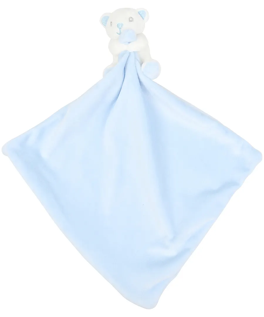 Baby animal comforter with rattle – Blue Bear