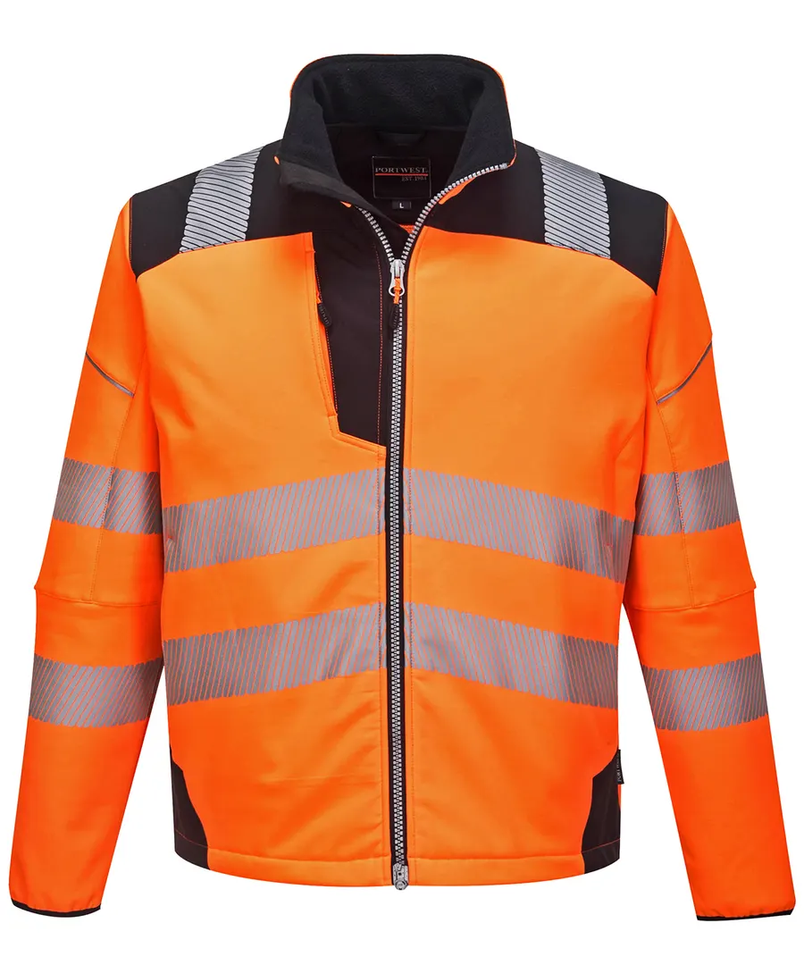 PW3 Hi-vis softshell jacket (T402) – Orange/Black