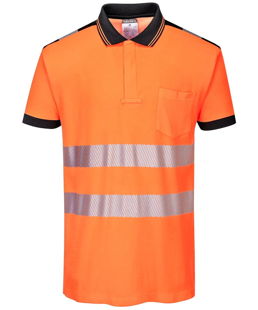 PW3 Hi-vis polo shirt (T180) – Orange/Black