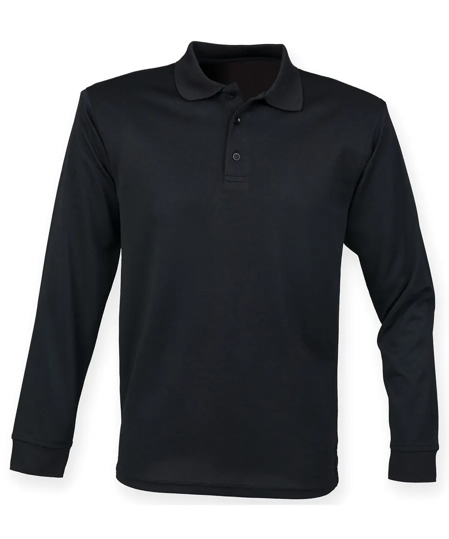 Long sleeve Coolplus® polo shirt – Black
