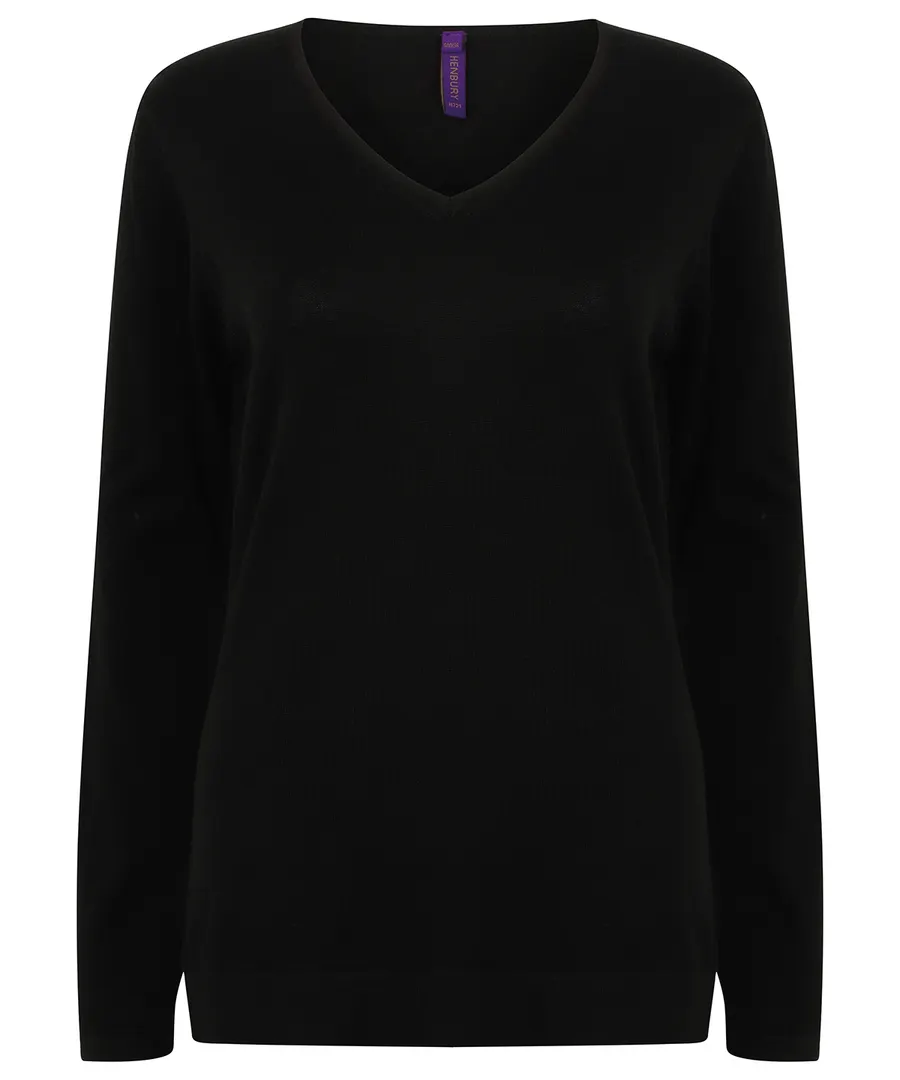 Women's 12 gauge v-neck jumper – Black