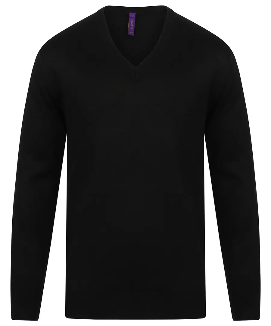 Cashmere touch acrylic v-neck jumper – Black