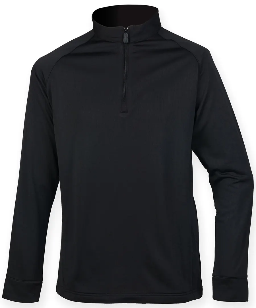 ¼ zip top with wicking finish – Black