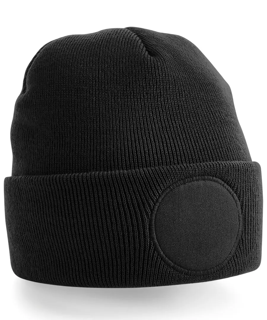 Circular patch beanie – Black