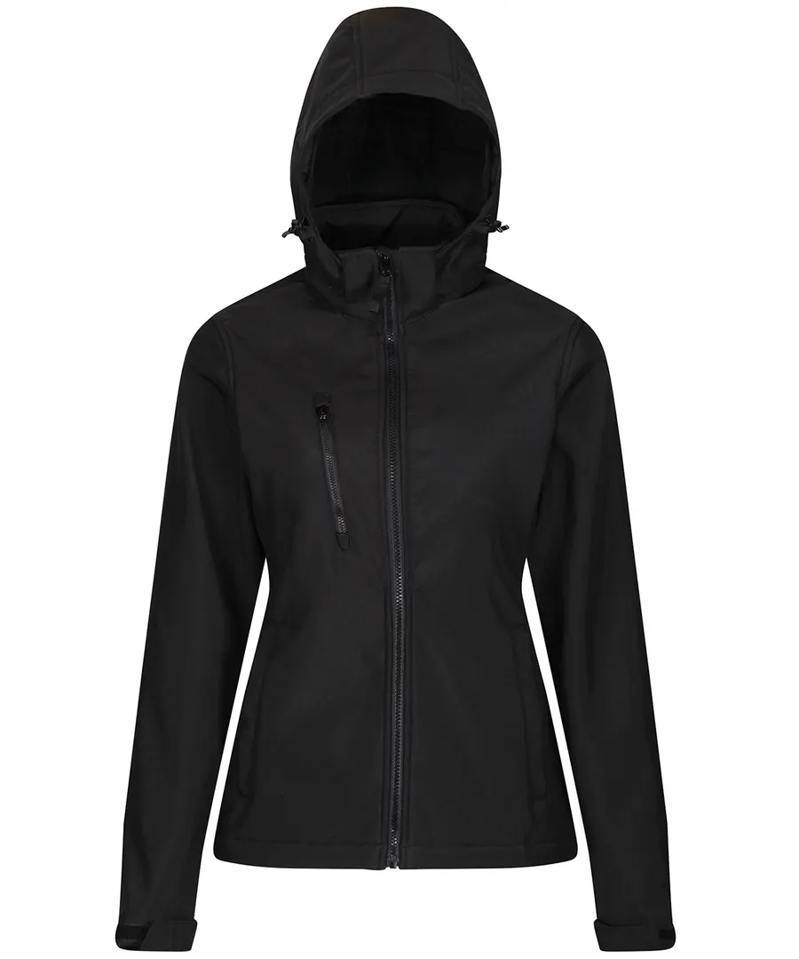 Women's venturer 3-layer hooded softshell jacket – Black