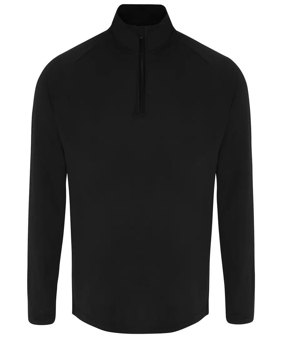 Men's TriDri® long sleeve performance ¼ zip top – Black/Black