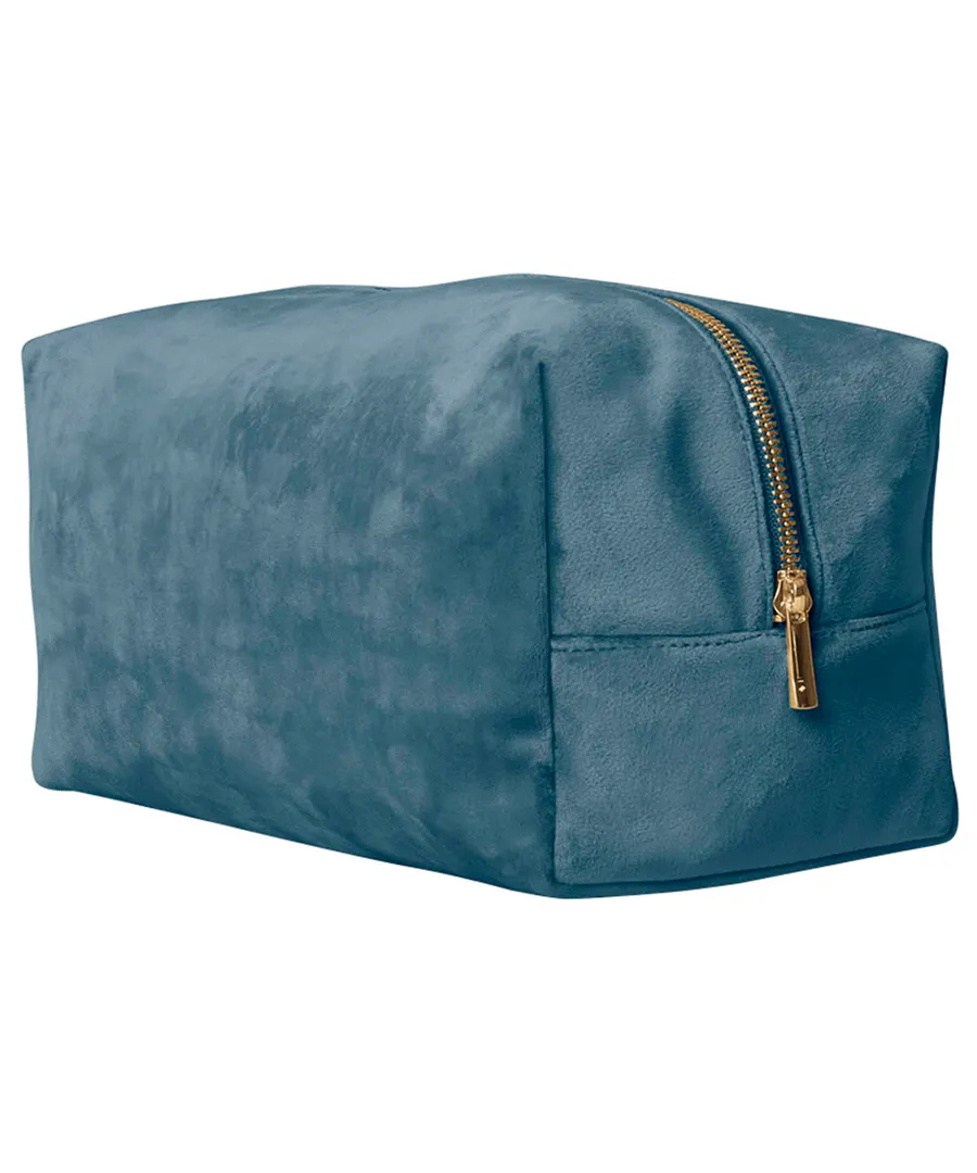 Velvet toiletry/accessory case – Blue Topaz