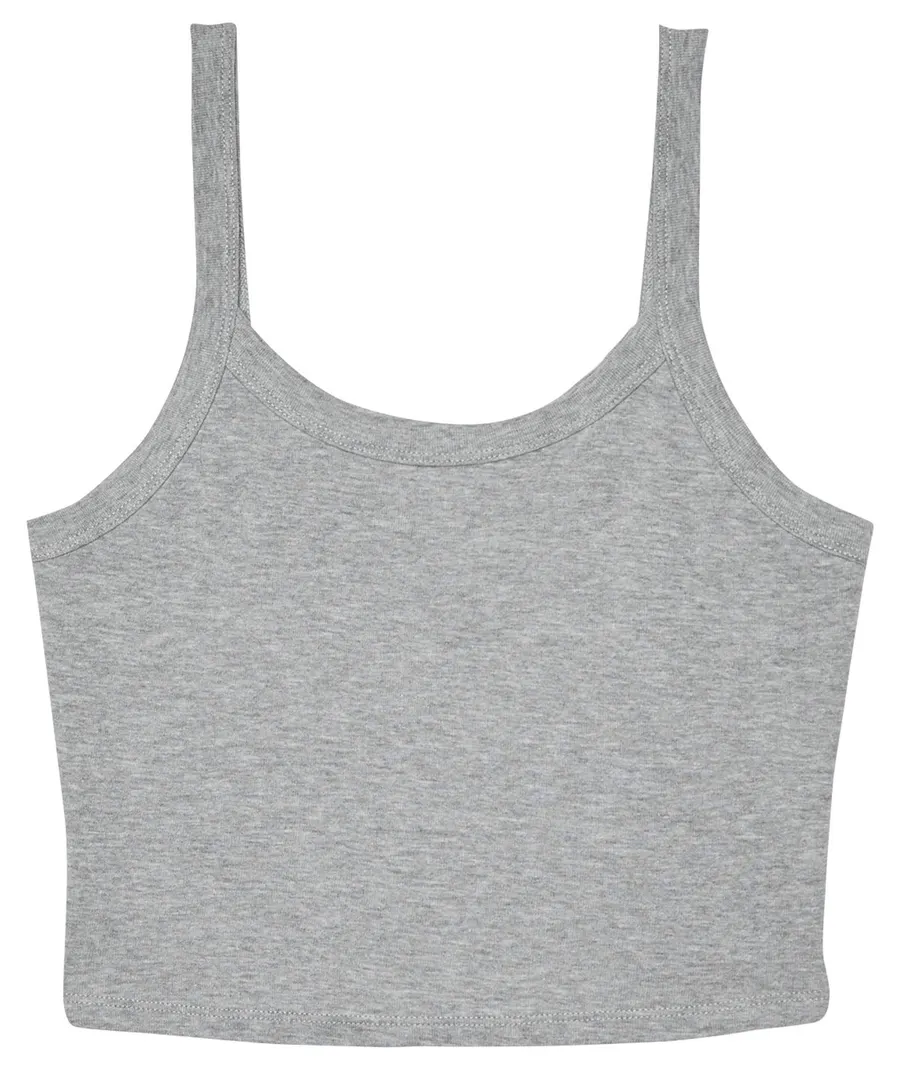 Women’s micro rib spaghetti strap tank – Athletic Heather