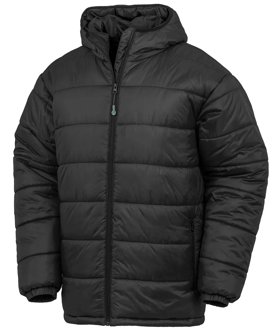 Recycled hooded padded parka – Black