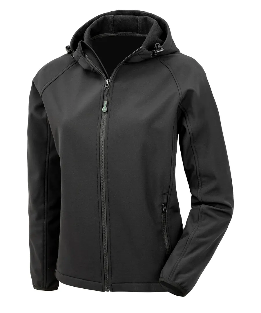 Women’s recycled 3-layer printable hooded softshell – Black