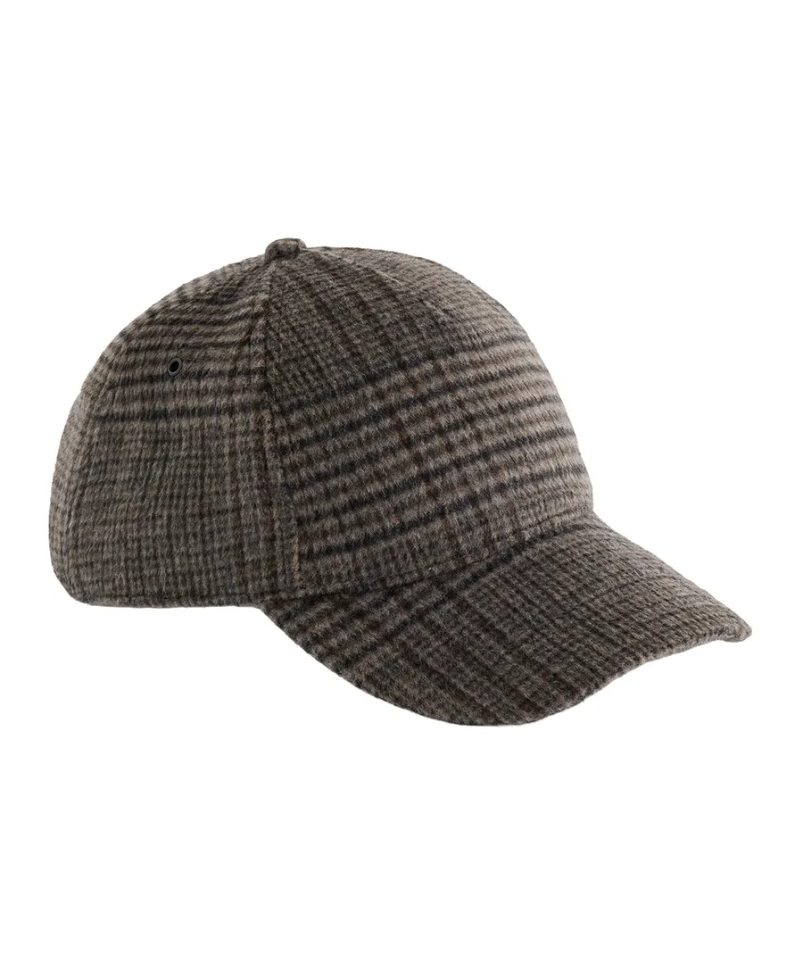 Wool blend check cap – Brown Plaid