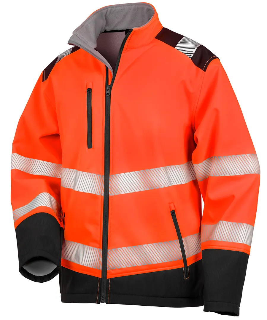Printable ripstop safety softshell – Fluorescent Orange/Black