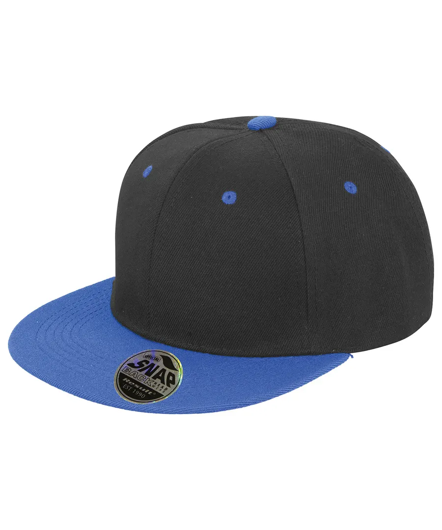 Bronx original flat peak snapback dual colour cap – Black/Azure