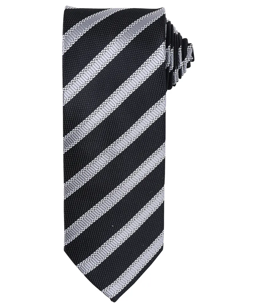Waffle stripe tie – Black/Dark Grey