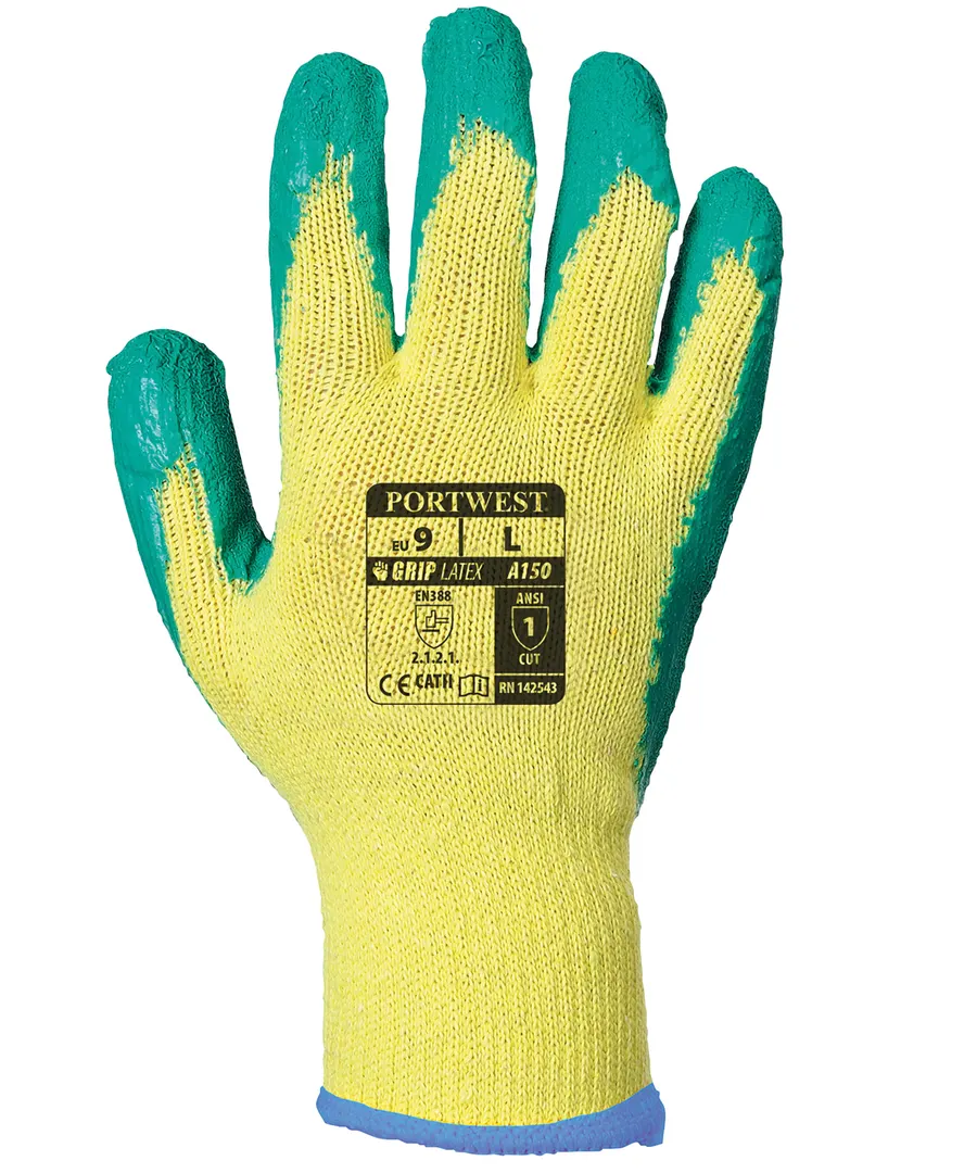 Classic grip glove - latex (A150) – Yellow/Green