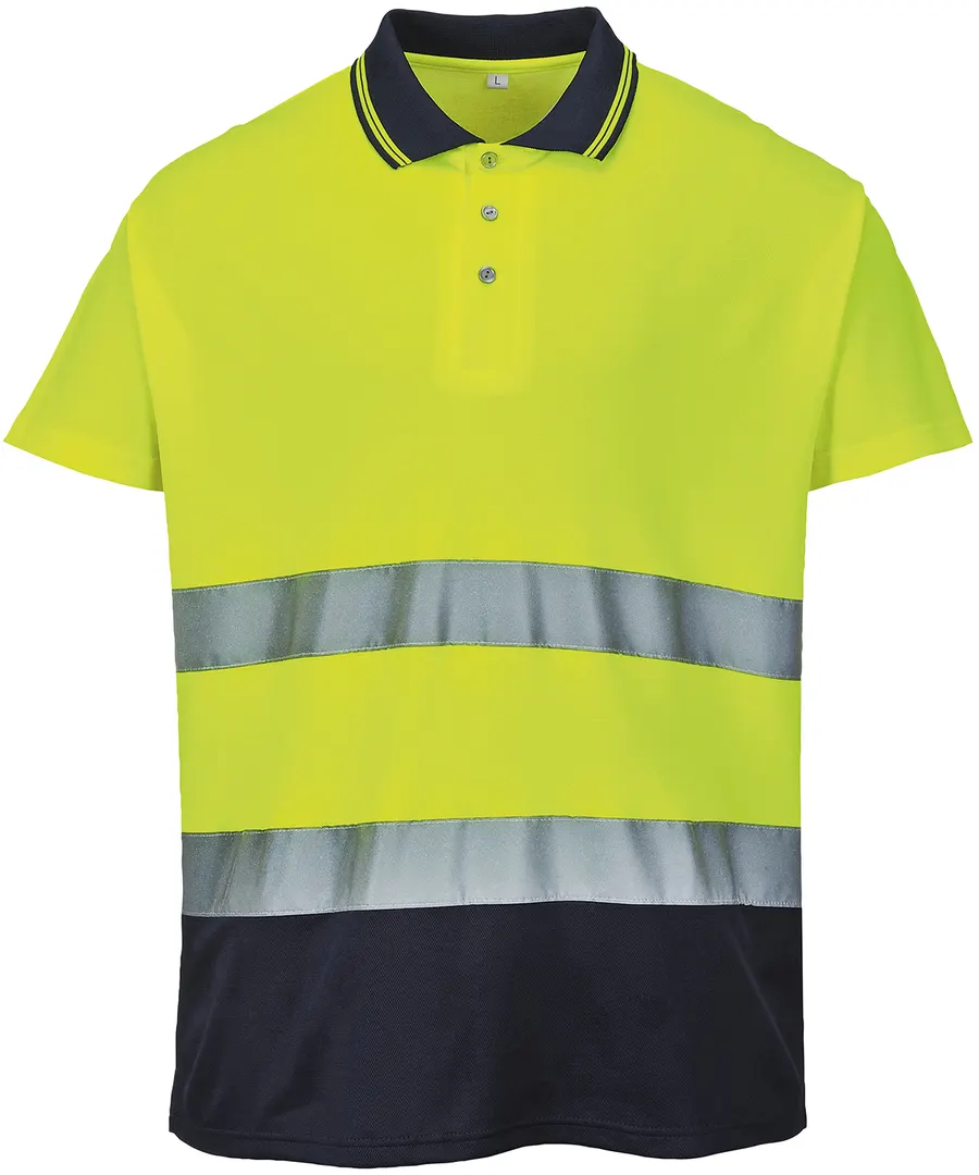 Two-tone cotton Comfort polo (S174) – Yellow/Navy