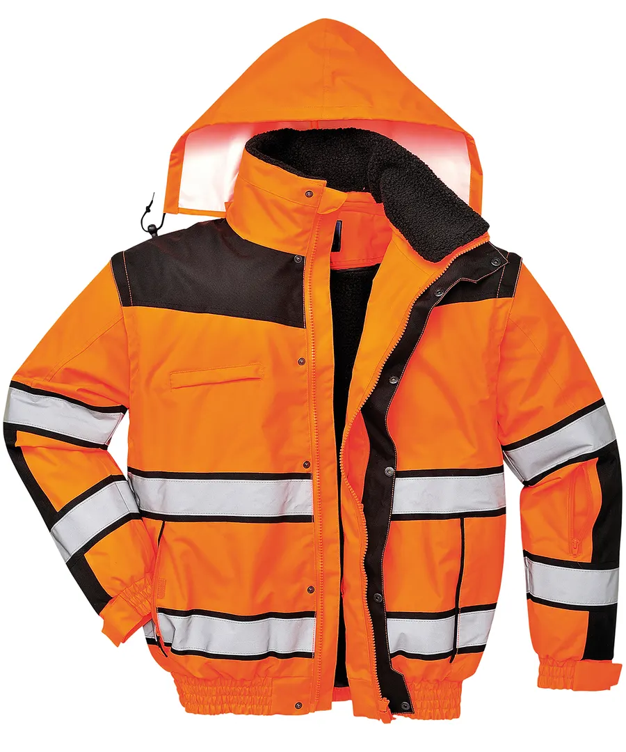 Hi-vis classic bomber jacket (C466) – Orange/Black