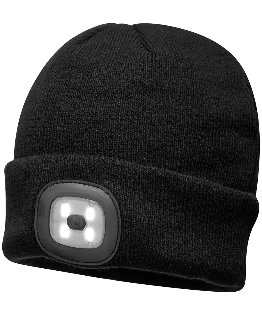 Beanie LED headlight USB rechargeable (B029) – Black