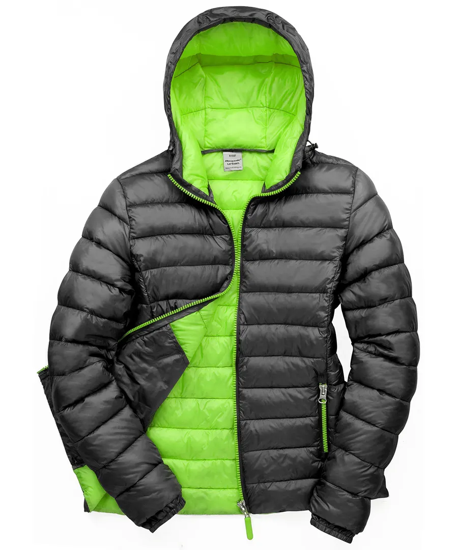 Women's Urban snow bird hooded jacket – Black/Lime