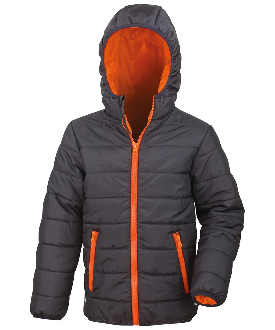 Core junior soft padded jacket – Black/Orange