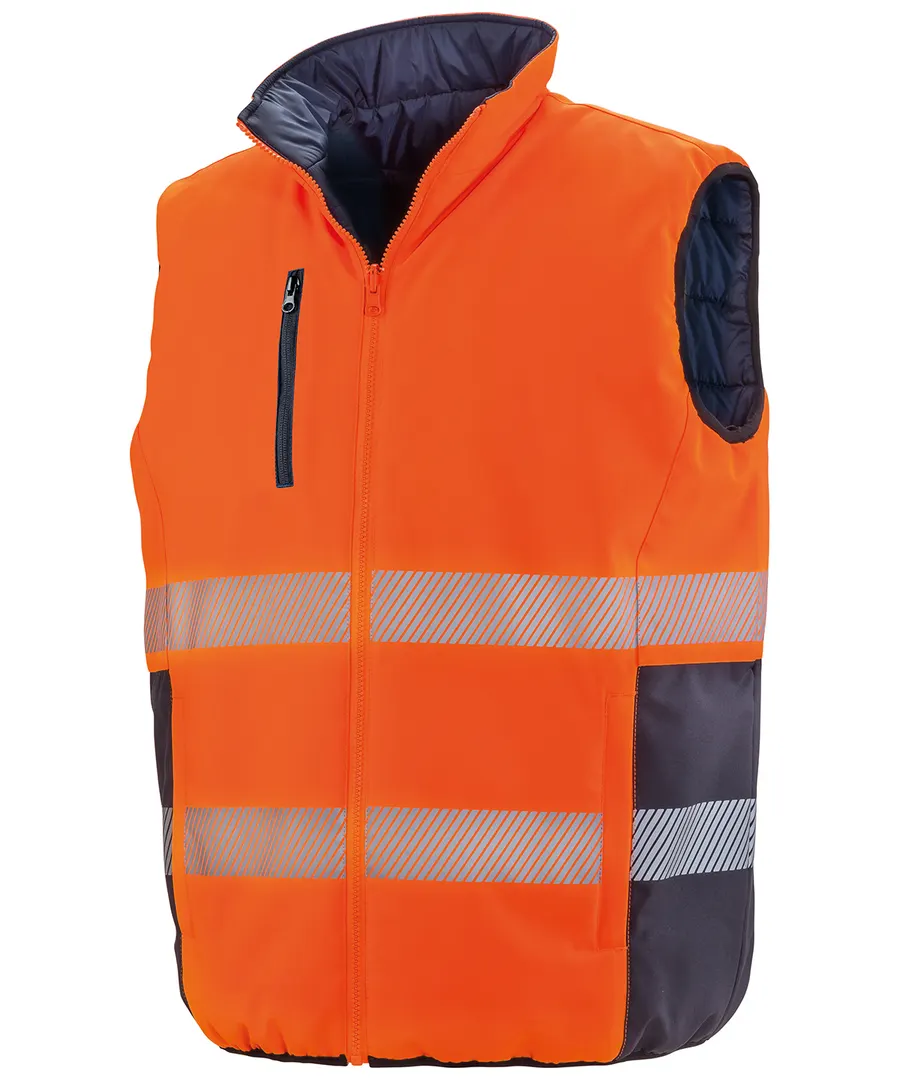 Reversible soft padded gilet – Fluorescent Orange/Navy