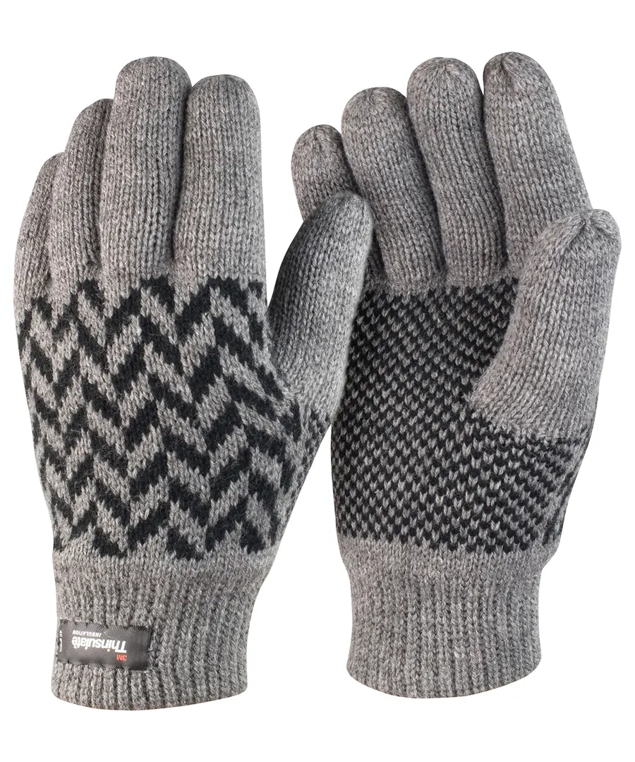 Pattern Thinsulate™ glove – Grey/Black