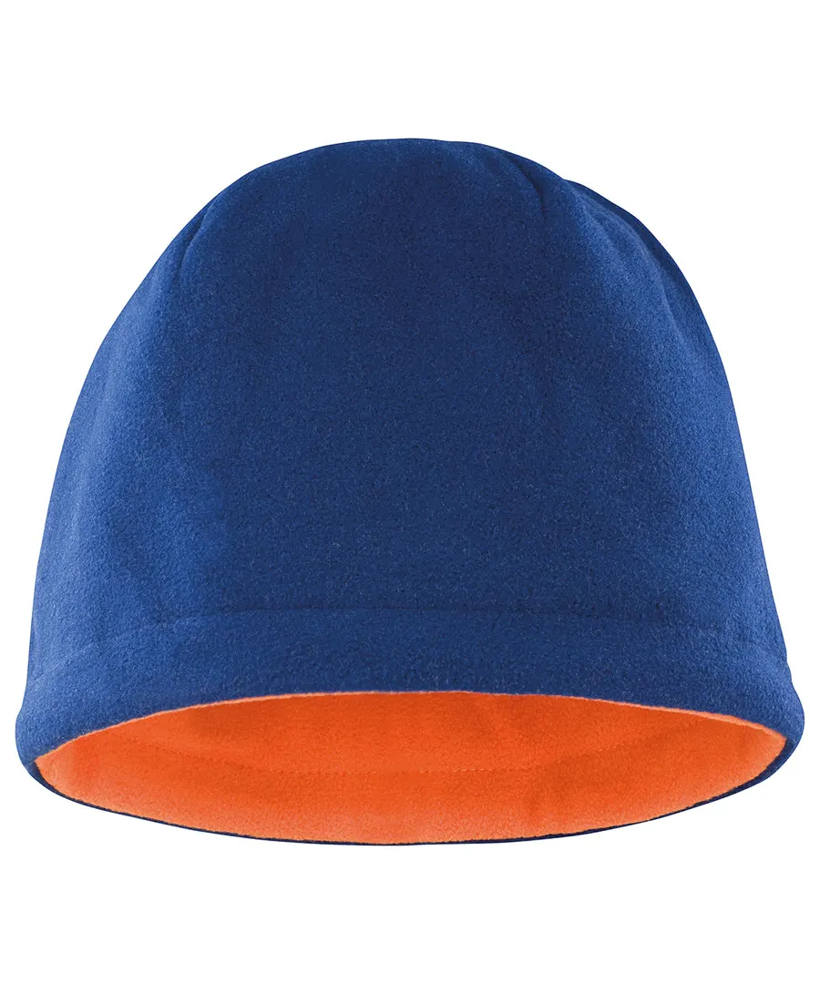 Reversible fleece skull hat – Navy/Orange