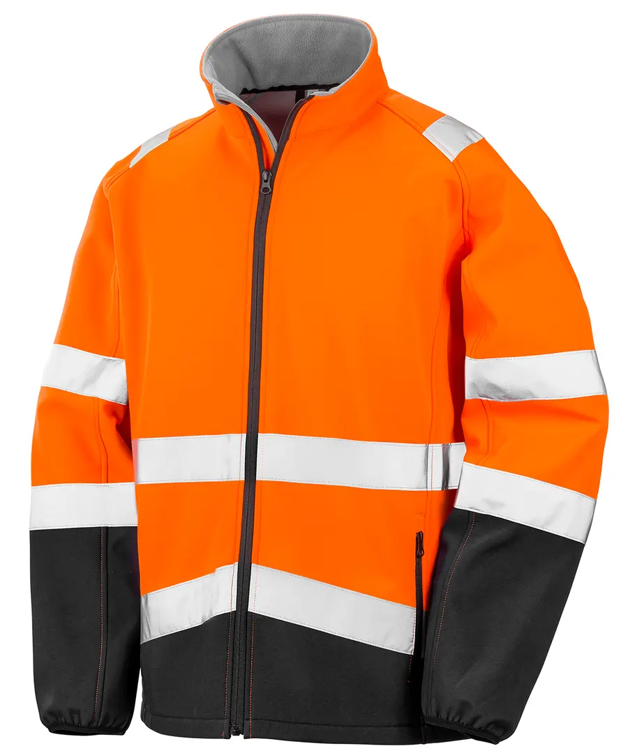 Printable safety softshell jacket – Fluorescent Orange/Black