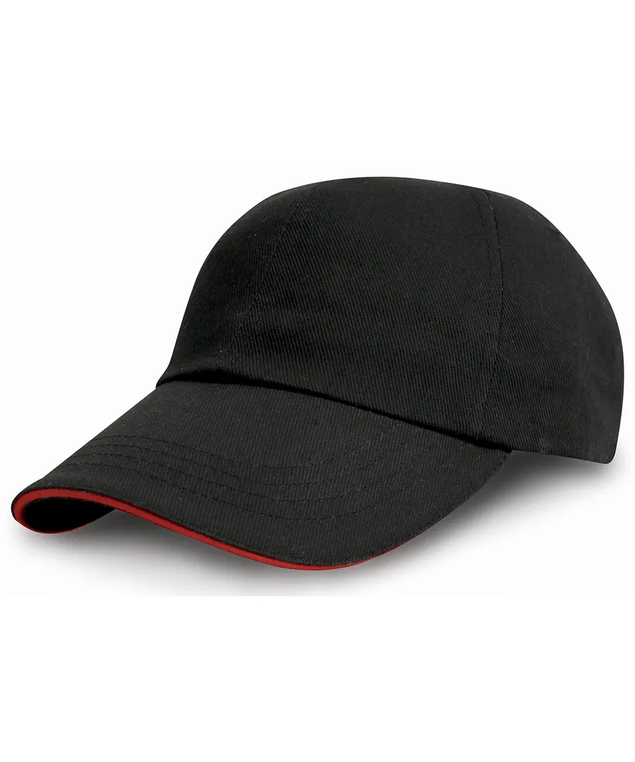 Heavy cotton drill pro-style with sandwich peak – Black/Red