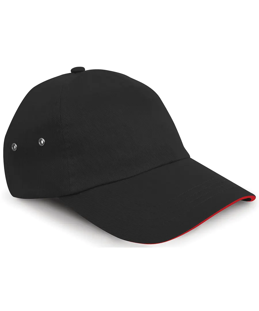Printers plush cotton 5-panel cap – Black/Red