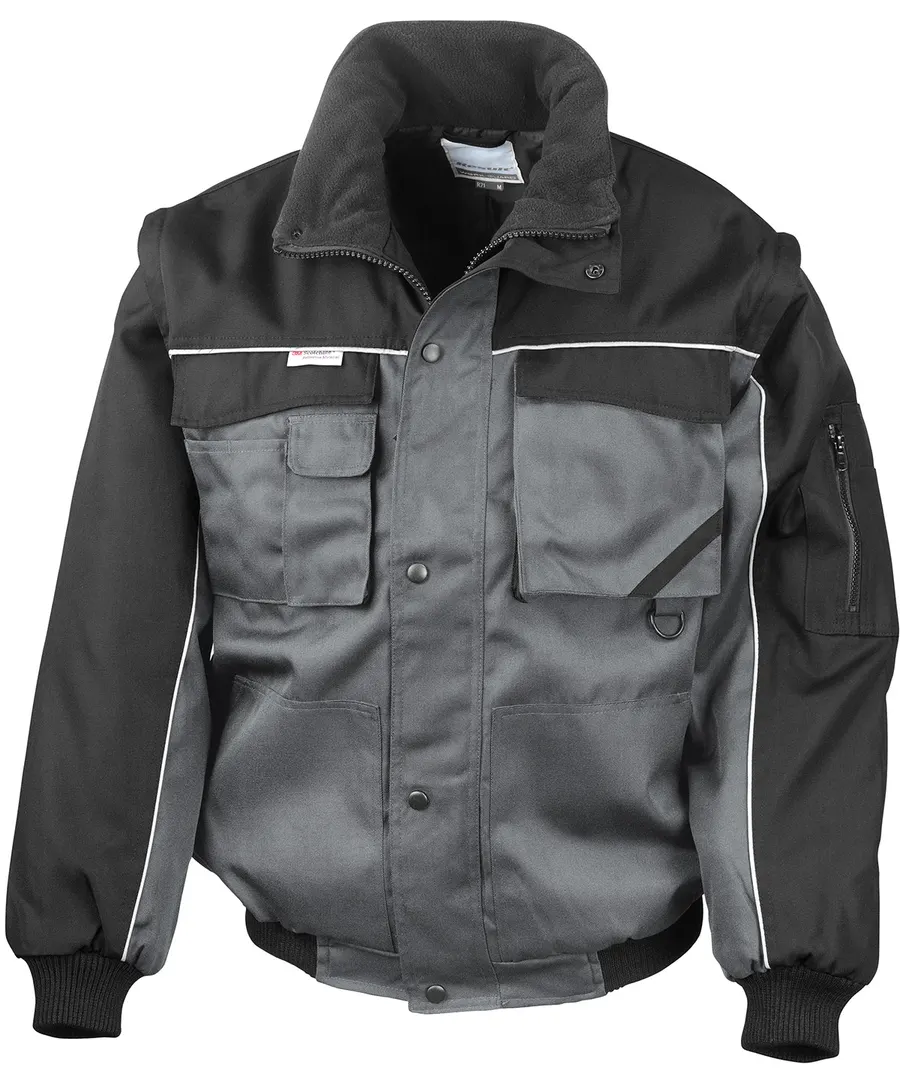 Work-Guard zip sleeve heavy-duty pilot jacket – Grey/Black