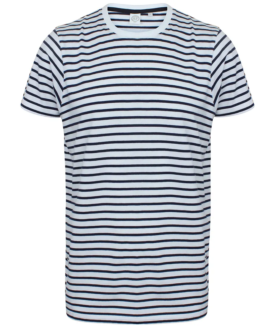 Unisex striped T – White/Oxford Navy