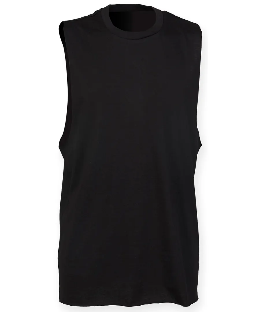 High neck slash armhole vest – Black