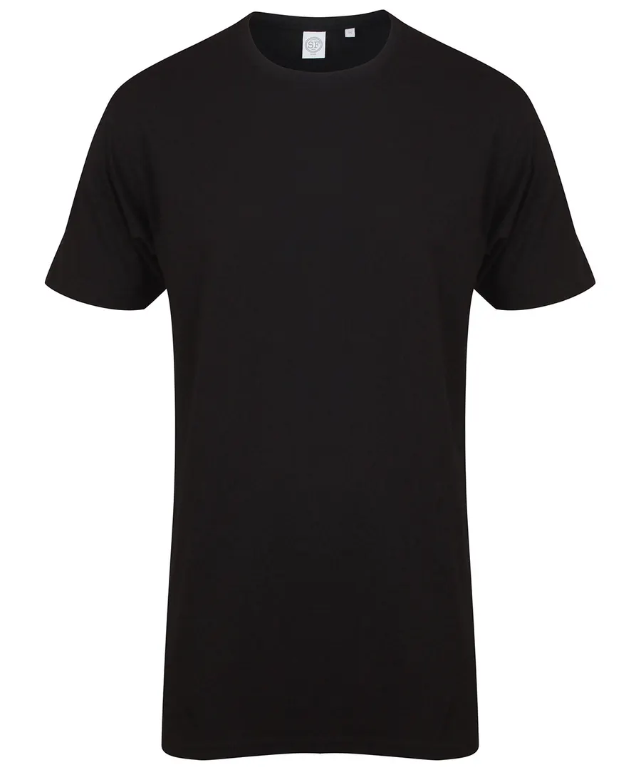 Longline t-shirt with dipped hem – Black