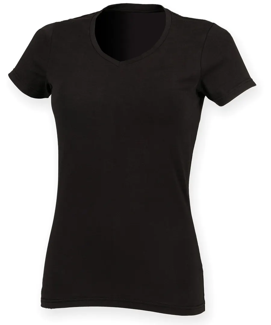 Feel good women's stretch v-neck t-shirt – Black