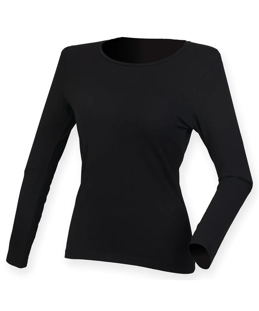 Women's feel good long sleeved stretch t-shirt – Black